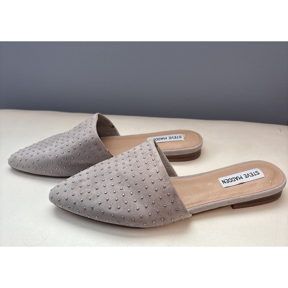 Steve Madden Grey Slip On Flats, Beaded, Size 8 1/2